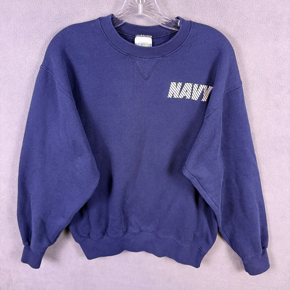 Soffe US Navy Sweatshirt Mens Medium Blue Graphic Crewneck Pullover Made In USA